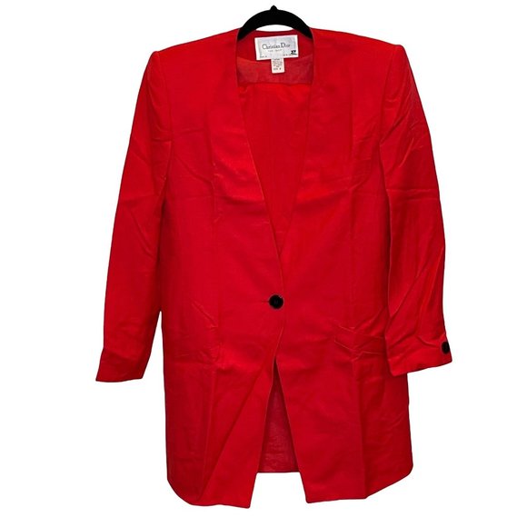 Dior Jackets & Blazers - Christian Dior The Suit Blazer Skirt 2 piece Rayon Red Size 8 Vintage